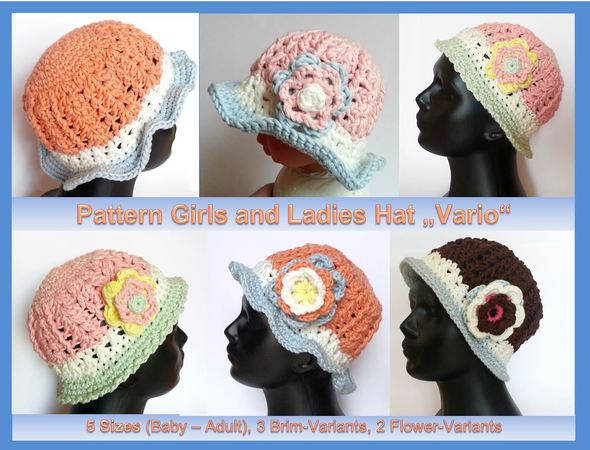 Girls and Ladies Hat "Vario" Pattern 