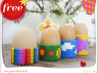 Eierbecher und Osterbilder aus Bügelperlen