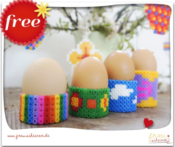 Eierbecher und Osterbilder aus Bügelperlen