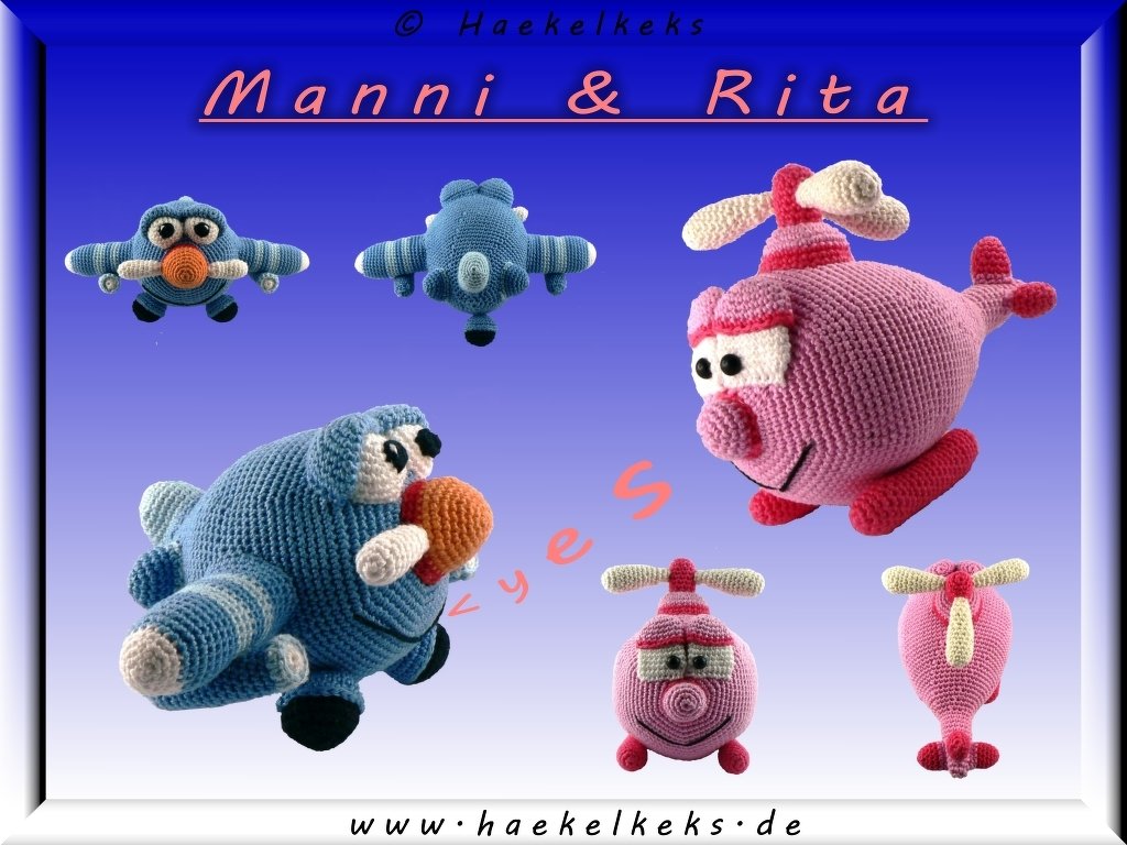 Flugzeug Manni + Hubschrauber Rita -- 2er Anleitungsset von Haekelkeks - Bild 2