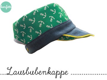 Lausbuben-Kappe Schnitt + Anleitung Hut Kappe (KU 35cm bis 58cm)