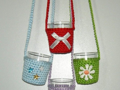 Schnapsglas zum umhängen, Becherhalter, Schnaps to go! Häkelanleitung als PDF