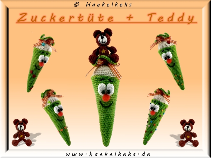 Schultüte + Teddy -- Häkelanleitung von Haekelkeks