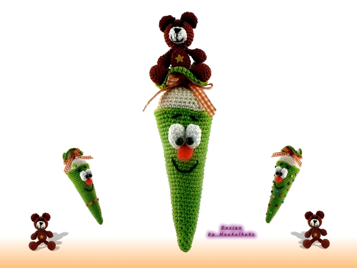 Schultüte + Teddy -- Häkelanleitung von Haekelkeks