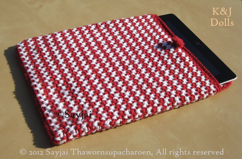 Rot-weiße iPad Hülle Häkelanleitung