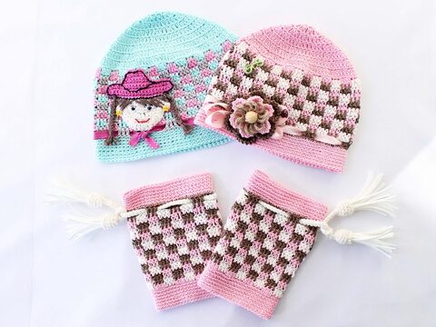 Sommermützen für Babys/Kinder "Country" + Beinstulpen