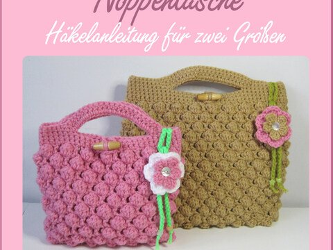 Noppentasche Häkelanleitung für zwei Größen