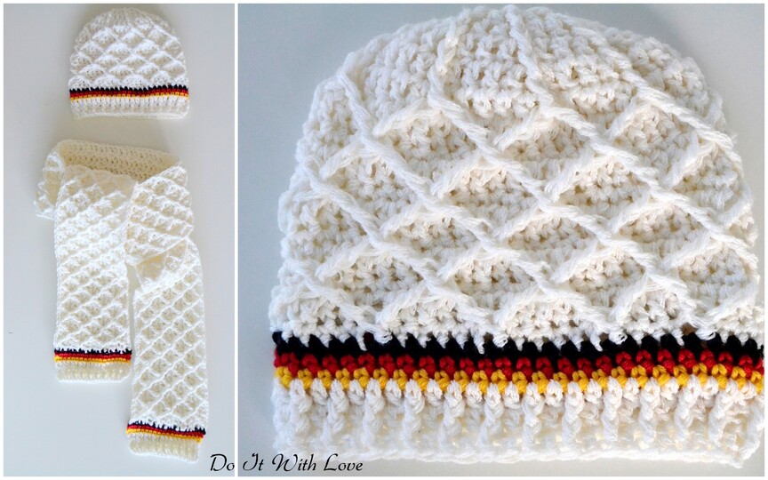 Häkelanleitung Diamond Mütze Schal Set Deutschland