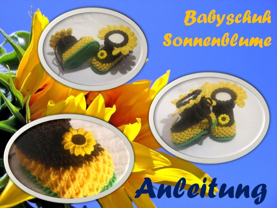 Strickanleitung Babyschuh "Sonnenblume"