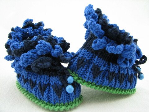 Strickanleitung Babyschuh "Kornblume"