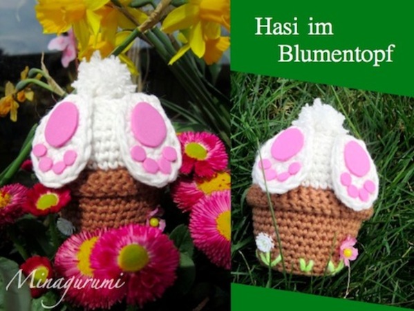 Häkelanleitung - Hase im Blumentopf