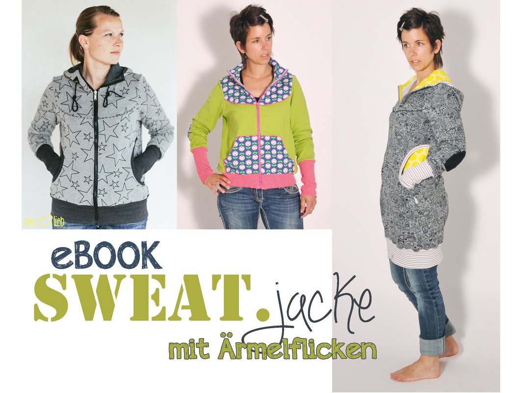 E-Book #65 SWEAT.jacke mit Ärmelflicken XS-3XL