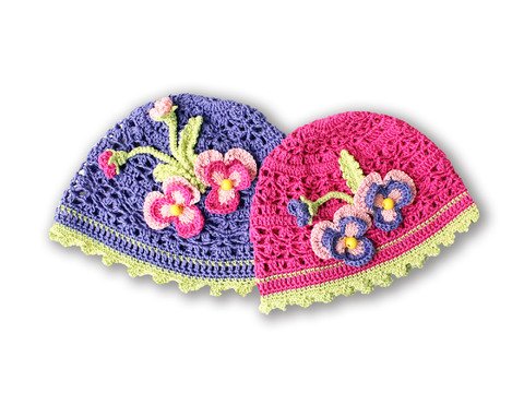 Sommermützen für Babys/Kinder "Stiefmütterchen", alle Gr.