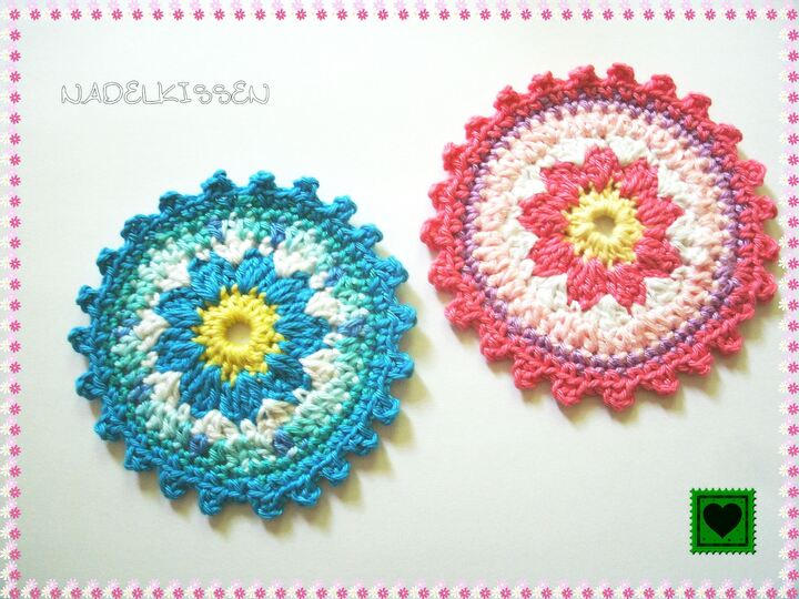 Blüten- Untersetzer, Runder Granny- Häkelanleitung