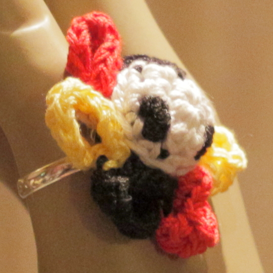 Fußball WM-Finger-Ring in Landesfarben mit niedlichem Fußball in 3D-Op