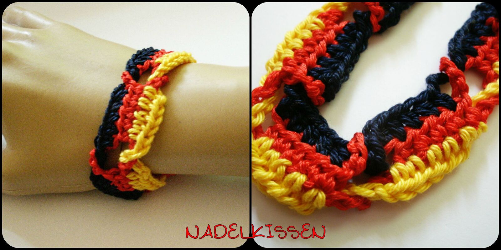 Kostenlos | Fan- Armband, WM Armband  Häkelanleitung