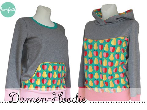 Kapuzenpullover Hoodie Nähanleitung und Schnitt Gr.34-48
