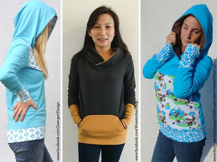 Kapuzenpullover Hoodie Nähanleitung und Schnitt Gr.34-48