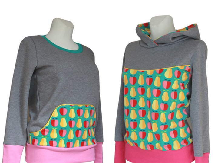 Kapuzenpullover Hoodie Nähanleitung und Schnitt Gr.34-48