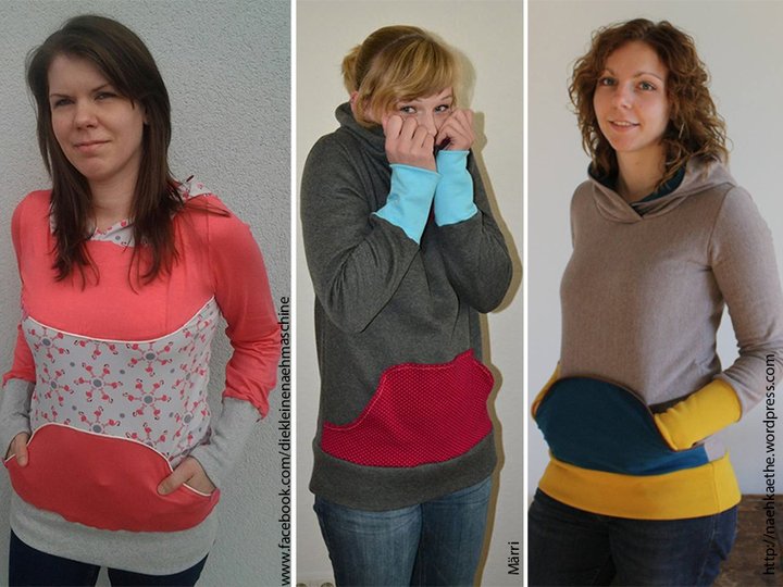 Kapuzenpullover Hoodie Nähanleitung und Schnitt Gr.34-48