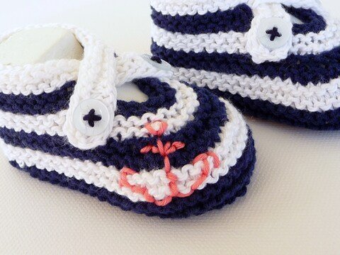 Strickanleitung - Babyschuhe stricken Segelschuhe - No.4