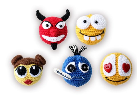 Deko: Smileys in 5 Stimmungen