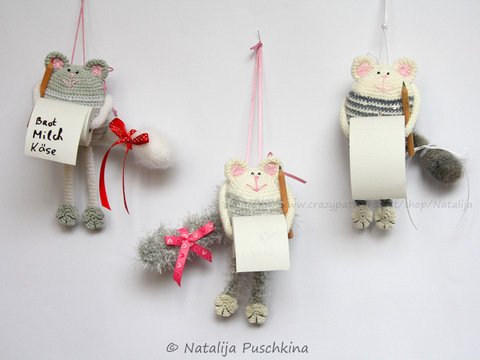 Häkelanleitung für Anfänger - Notizhalter Katze-Maus 