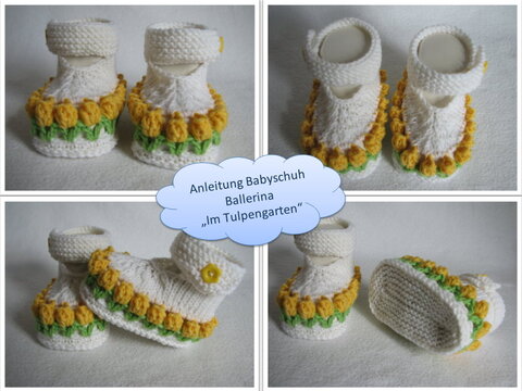 Strick- / Häkelanleitung Babyschuh Ballerina "Im Tulpengarten"