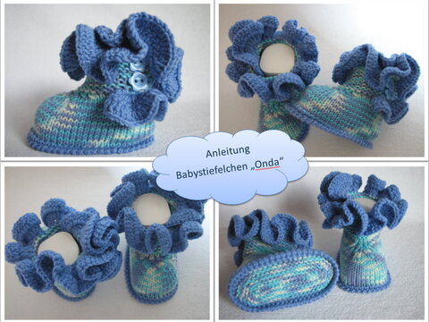 Strick-/Häkelanleitung Babystiefelchen "Onda"
