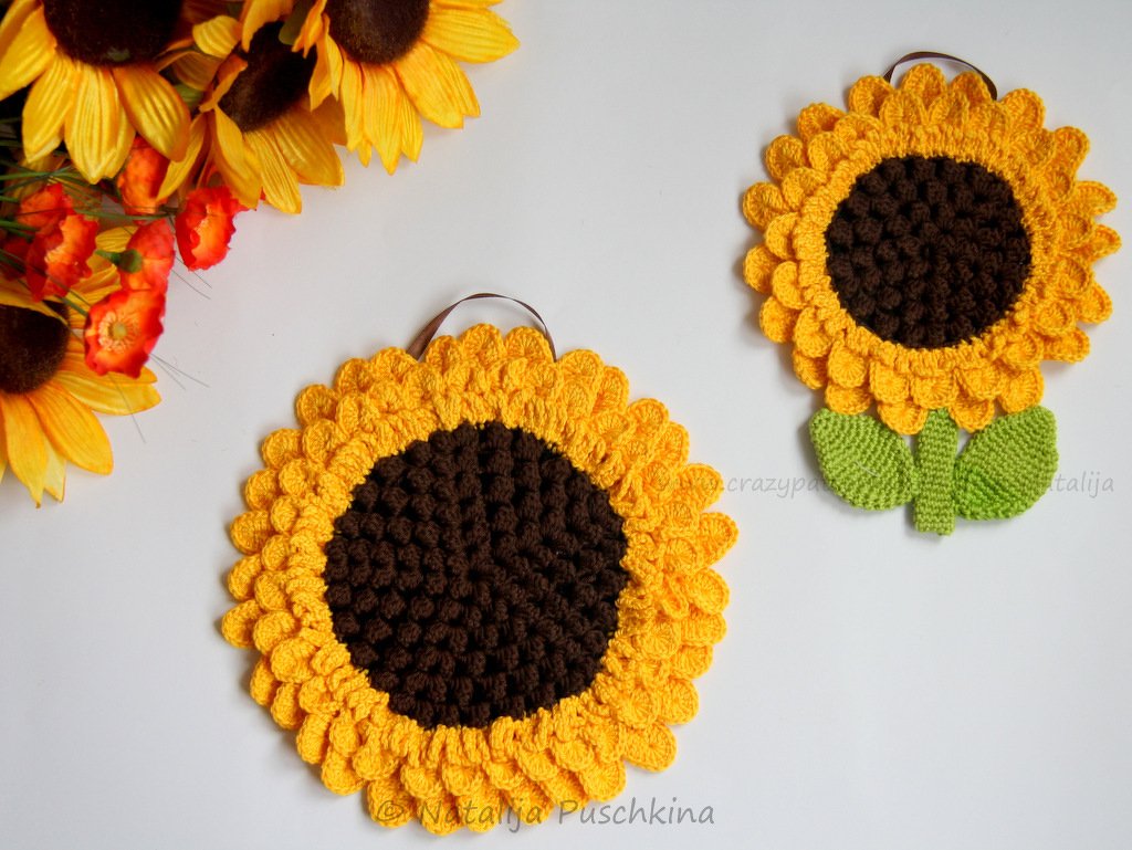 Topflappen 'Sonnenblume' - H&auml;helanleitung - Bild 5