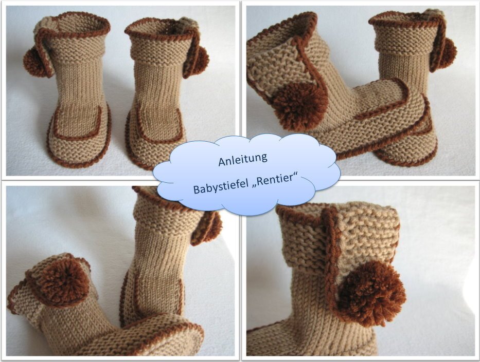 Strickanleitung Babystiefel "Rentier", 2 Größen