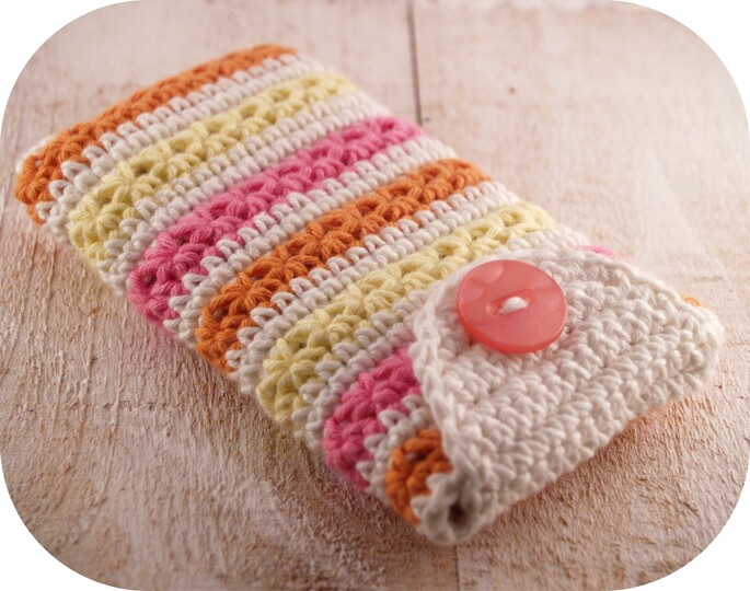 E-Book Smartphonetasche Blütenmuster gehäkelt, Handy, Anleitung