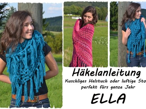 E-Book,+ Ella +  große Stola oder Halstuch 