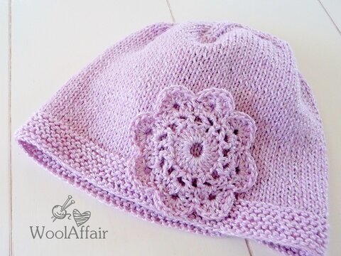 Strickanleitung - Mütze mit Häkelblume - No.16
