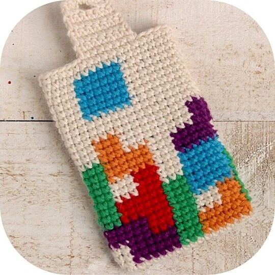 Häkelanleitung Smartphonetasche Bausteinmuster (Handyhülle)