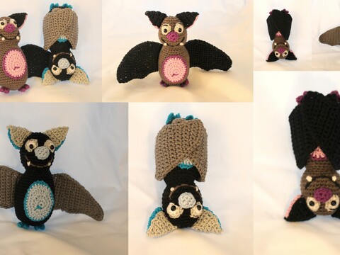 Fledermaus Häkelanleitung - Amigurumi Halloween-Deko, DE & EN
