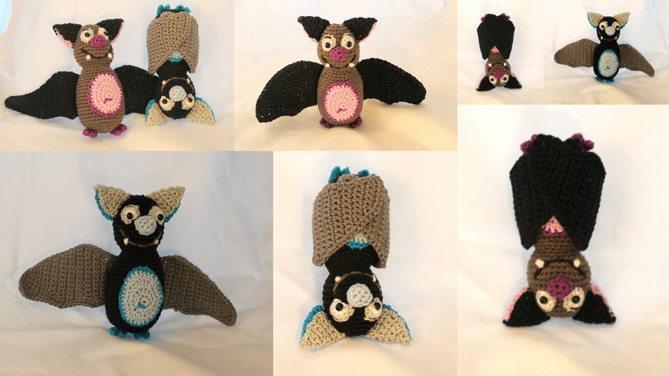 Fledermaus Häkelanleitung - Amigurumi Halloween-Deko, DE & EN