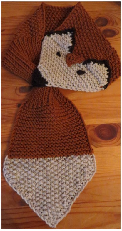 Gestricktes Set aus Fuchsschal und zweifarbigem Dreieckstuch in Braun, Creme und Schwarz