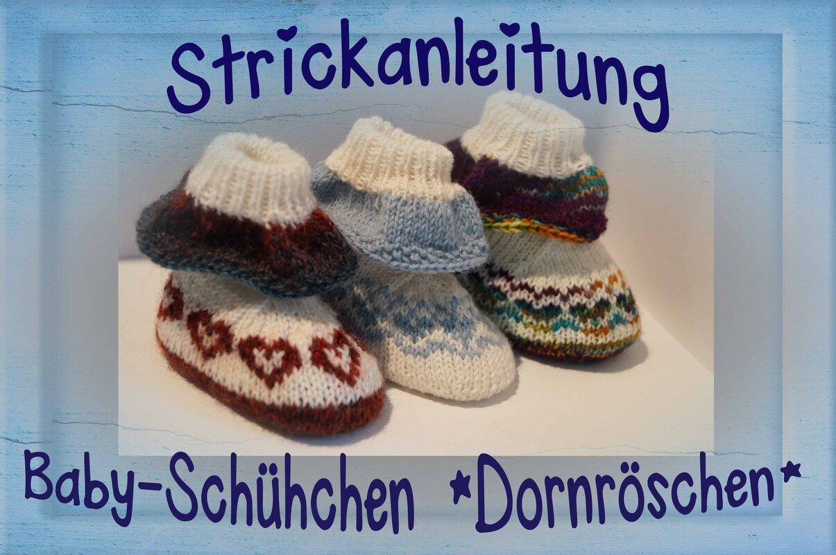 Gestrickte Baby- Dornröschenschuhe mit romantischen Rüschen und Herzen