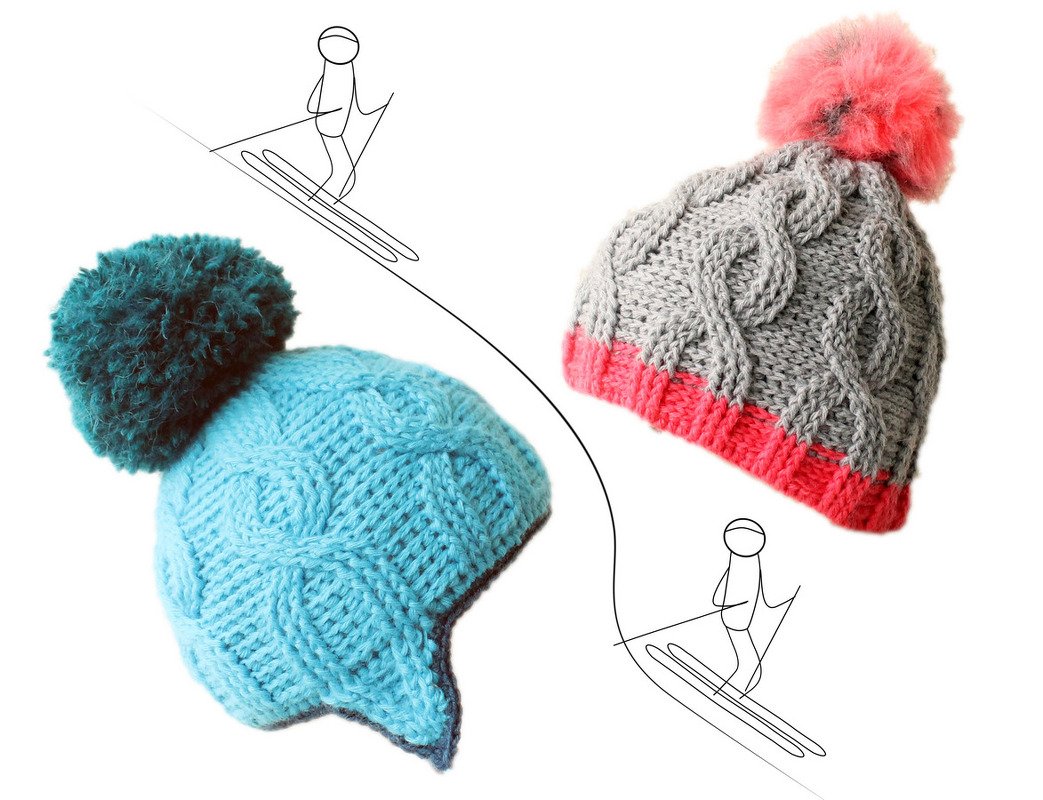 Sportmützen "Skiurlaub", KU 40-59 cm (Zopfmuster)