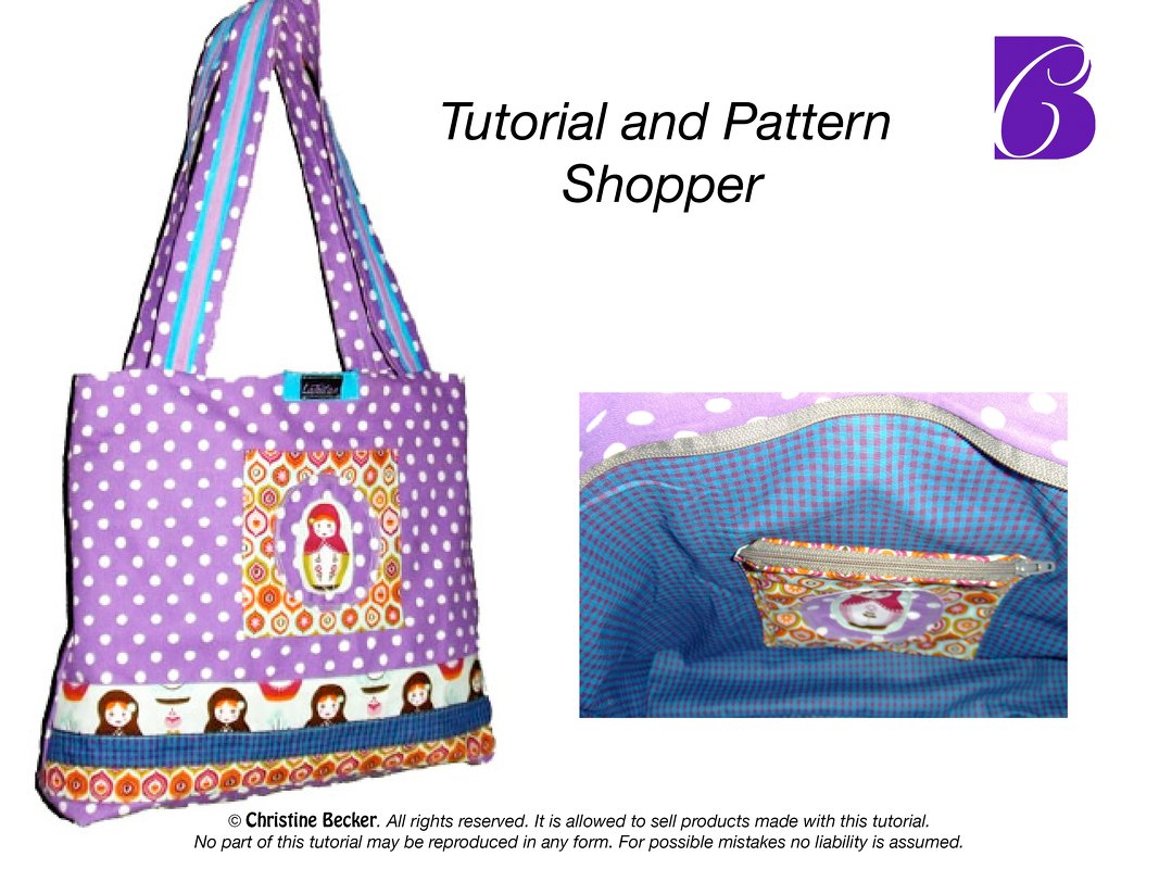 E-Book Shopper with Zipper,Tutorial and Pattern,PDF