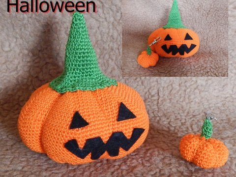 Häkelanleitung Halloween Kürbis mit Schlüsselanhänger
