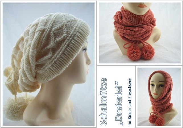 Strickanleitung Schalmütze "Dreierlei" - für Kinder und Erwachsene