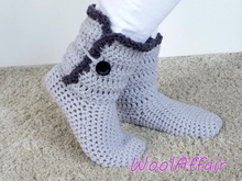 Häkelanleitung Hausschuhe häkeln - Häkelstiefel - No.96