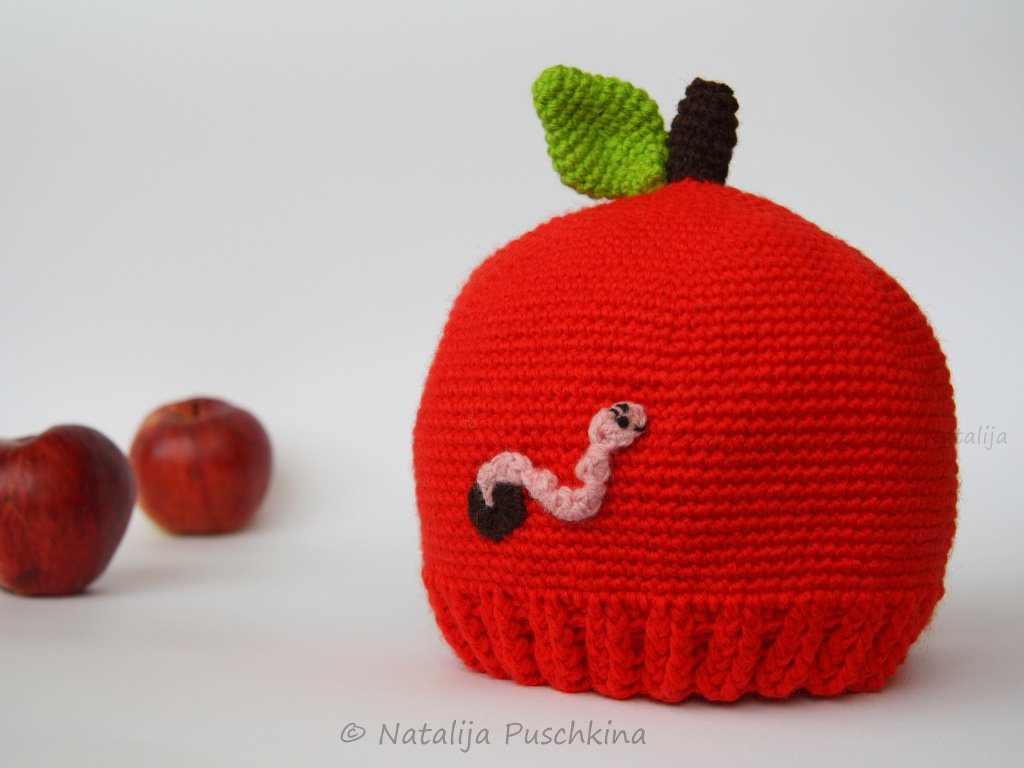 Mütze Apfel mit oder ohne Wurm - Häkelanleitug - Bild 3