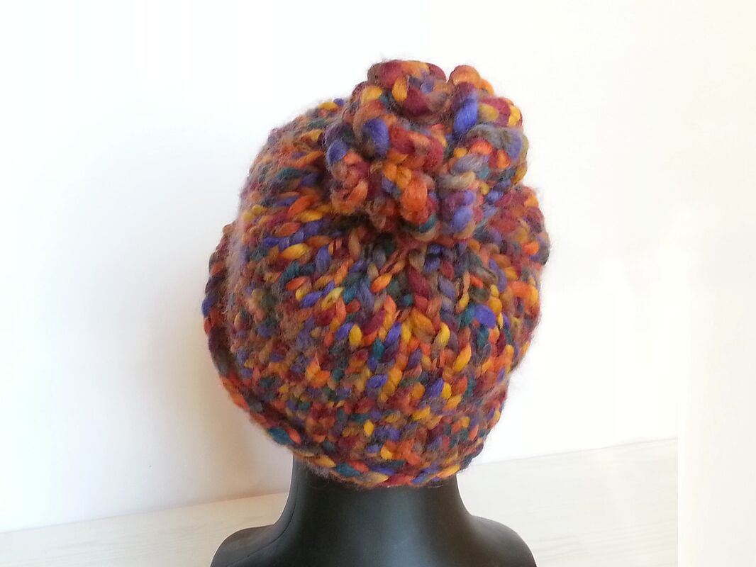 Häkel-Knooking-Anleitung "Mütze Laura" mit Korallenbommel