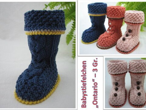 Strickanleitung Babystiefelchen "Ontario" in 3 Größen