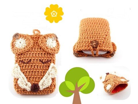 Häkelanleitung Smartphonetasche Fuchs (Handyhülle)