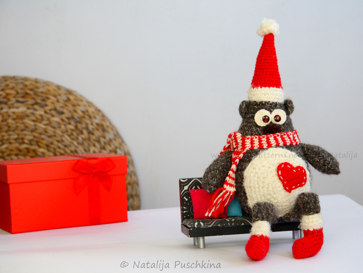 Weihnachts Eule als Spielzeug oder Deko - Häkelanleitung für Anfänger
