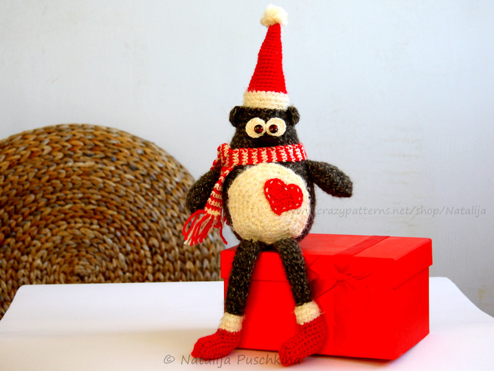 Weihnachts Eule als Spielzeug oder Deko - Häkelanleitung für Anfänger